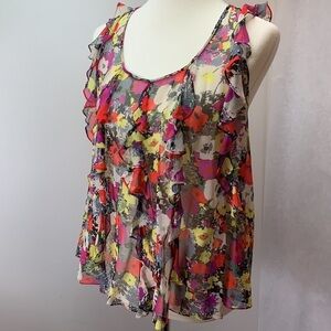 Rebecca Taylor sheer floral sleeveless blouse 6